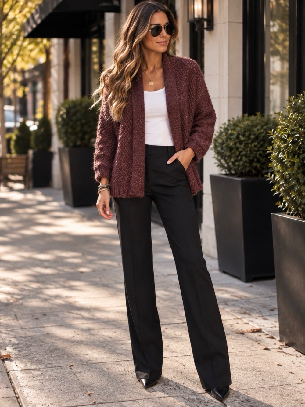 Lineamaglia Wool Mohair Blend Open-Front Chunky Knit Cardigan Made in Italy